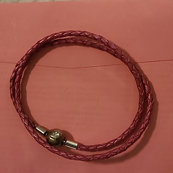 Pandora moments pink double woven leather bracelet Clearance